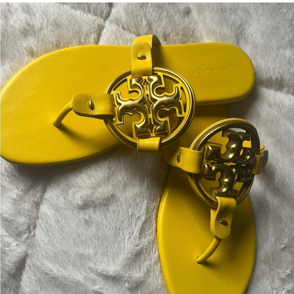 Tory Burch Yellow Medallion Flip Flops